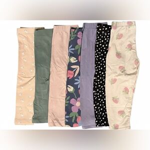 George | Bundle of 7 Leggings Floral Green Strawberry Pink Purple Rabbits Dots